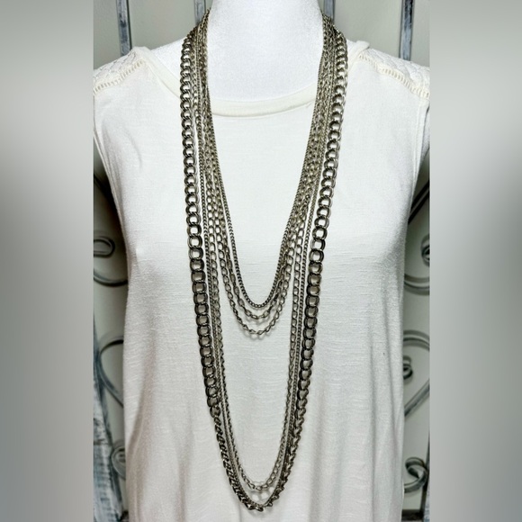 Chic Vintage Six Chain Layered Silver-tone Necklace - Picture 1 of 8